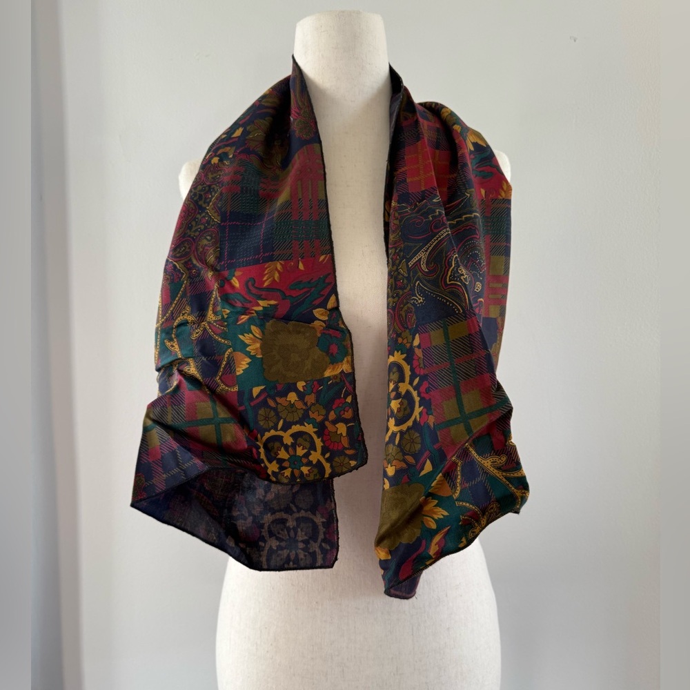 Colorful Paisley and Plaid Scarf